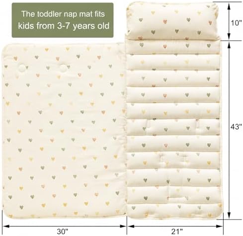 Toddler Nap Mat with Pillow & Minky Dot Blanket, Extra Large Roll Up Sleeping Mat for Daycare, Preschool & Kindergarten,Slumber Bags for Girls - Image 2