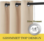 NICETOWN Blackout Curtain 102 inch Length, Grommet Thermal Curtain Room Darkening Sound Blocking Window Drape for Sliding Glass Door/Living Room (Biscotti Beige, W66 x L102, 1 Panel) - Image 2