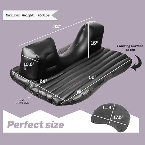 ZONETECH Inflatable Car Mattress Back Seat Car Bed with Air Pump and 2 Pillows SUV Air Mattress for Camping, Travel Premium Quality Sleep Blow Up Pad Automotive Rear Seat Universal Fit - Image 6