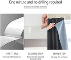 AJAZZ 100% Blackout Shades Window Cover Self Adhesive Curtains Sticky Curtain Portable Easy Open Black Out Curtains for Bedroom Living Room No Drilling (Black, 59" W x 72" L 1 Panel) - Image 3