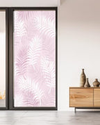 Window Privacy Film Frosted, Pink Botanical Non-Adhesive Static Cling Window Tint, Summer Palm Leaves Foliage Tropical Insulated Windows Frosted Films for Living Room, 35.4 x 78.7 Inches - Image 5