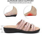 Women's Comfort Leather Slides Lightweight Flat Sandals Cute Slip On Casual Walking Slippers - Image 5