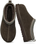 Litfun Women's Genuine Suede Fur Lined Slippers Fuzzy Winter House Shoes by Enjoyacomfortablelife