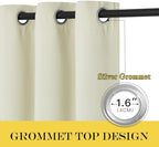 NICETOWN Blackout Sliding Glass Door Curtain, Thermal Insulated Grommet Room Darkening Window Treatment Sound Dampening for Bedroom/Living Room, Beige, W80 x L90, 1 Panel - Image 3