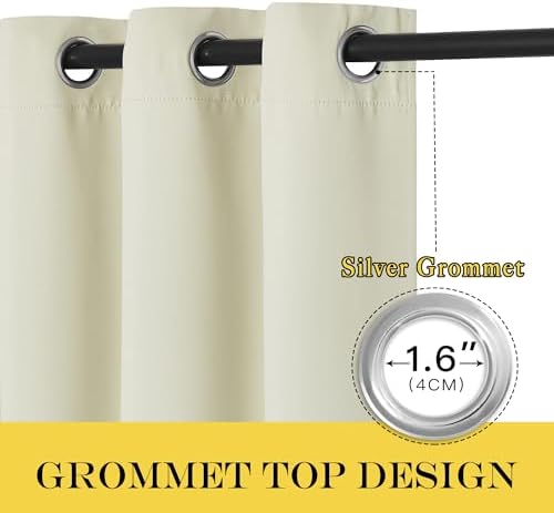 NICETOWN Blackout Sliding Glass Door Curtain, Thermal Insulated Grommet Room Darkening Window Treatment Sound Dampening for Bedroom/Living Room, Beige, W80 x L90, 1 Panel - Image 3