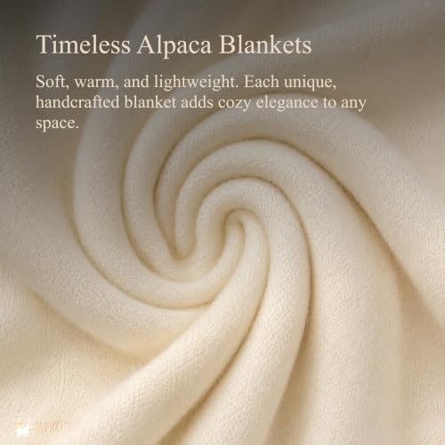ALPAKITAS Alpaca Wool Blanket – Throw Size, 64 x 45 Inches – Warm & Lightweight – Couch, Bed, or Outdoor Blanket – Beige - Image 3