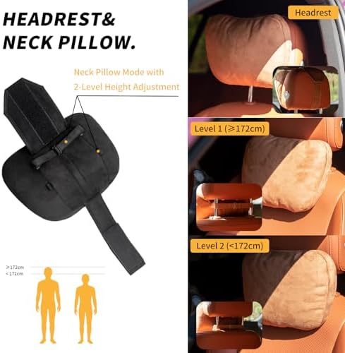 Kwak's Car Headrest Pillow & Lumbar Set, 2-Level Adjustable Neck Support - Image 3