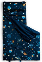 david's kids Minky Toddler Nap Mat with Removable Pillow and Minky Fleece Blanket, 55"x23",Soft Slumber Bags for Boys, Perfect for Preschool, Daycare, Kids Sleeping Bags with Rollup Design, Space by davidskids