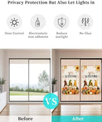 Window Privacy Film Frosted, Thanksgiving Gnomes Static Cling Door Window Covering, Fall Orange White Pumpkin Maple Leaf UV Blocking Windows Film for Office, Hotel, Bedroom, 29.5 x 78.7 Inches - Image 6