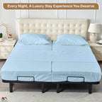 ARlinen 5PC Split King Sheets for Adjustable Bed, 15-Inch Deep, Light Blue - Image 4