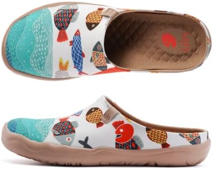 UIN Slipper Woman Travel Art Painted Shoes Wide Toe Casual Home Slip On Mules Malaga by UIN