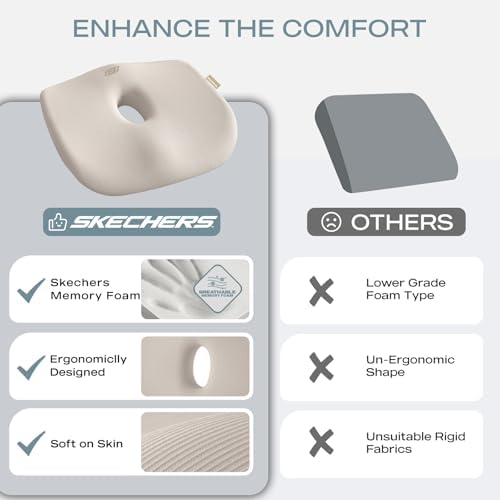 Skechers Seat Cushion Memory Foam,Donut Pillow Office Chair Cushion for Tailbone Pain Relief,Butt Pillow for Office Chair,Car seat Cushion,Long Sitting Office Workers,and Car Drivers,Beige - Image 6