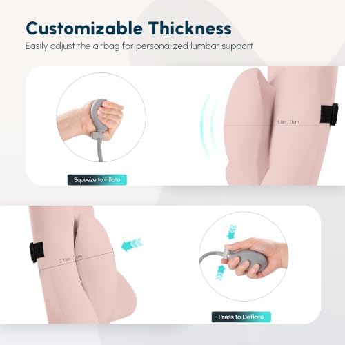 Lumbar Support Pillow,Inflatable Back Cushions,Office Car Chair Pink - Image 4