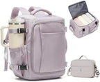 suwasp Travel Backpack with Toiletry Bag Set for Women Men,Ryanair Backpack 40x30x20CM Airline Approved Personal Item Travel Bag, Carry On Backpack Fits 14 Inch Laptop, 180° Opening, Light Purple by suwasp