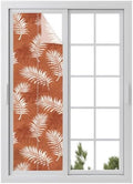 Window Privacy Film Frosted, Burnt Orange Leaves Reusable Static Cling Window Tints, Middle Century Tropical Monstera Heat Control Windows Films for Offices, Balcony, 29.5 x 118 Inches by Unknown