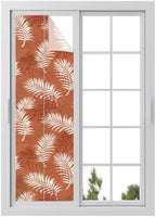 Window Privacy Film Frosted, Burnt Orange Leaves Reusable Static Cling Window Tints, Middle Century Tropical Monstera Heat Control Windows Films for Offices, Balcony, 29.5 x 118 Inches by Unknown