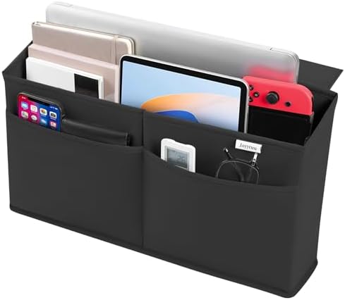 4 Pack Desk Side Hanging Organizer, Adhesive Storage Bag with Pockets for Magazine Ipad Notebook, for End Tables Home Office Desks Computer Workstations Dressing Table, Black - Image 7