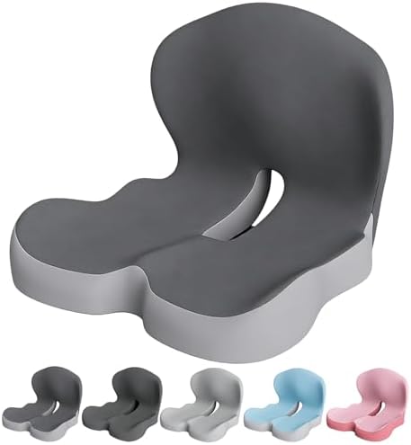 Celinva Orthopedic Cushion Seat Cushion,L-Shaped Lumbar Support,Breathable,Design for Office Chair,Car,Wheelchair Ergonomic Non Slip MemoryFoam Seat Skin with Back Support (Dark Grey-b) by Unknown
