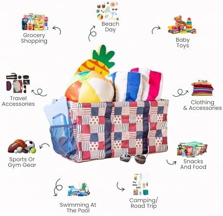 Extra Large Utility Tote Bag - Oversized Collapsible Beach Bag - Patriotic - Image 3