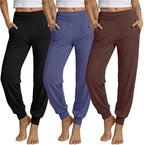 Ficerd 3 Pack Women's Joggers Loose Yoga Pants with Pockets by Ficerd