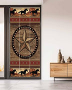 Window Privacy Film Frosted, Texas Star Rustic Non-Adhesive Static Cling Window Tint, Farmhouse Western Horse Wood Grain Insulated Windows Frosted Films for Living Room, 35.4 x 78.7 Inches - Image 5