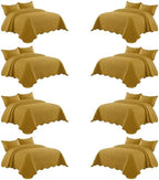 IR Imperial Rooms California King Quilt Bedspread Ochre Leaf 8-Pack by IRImperialRooms