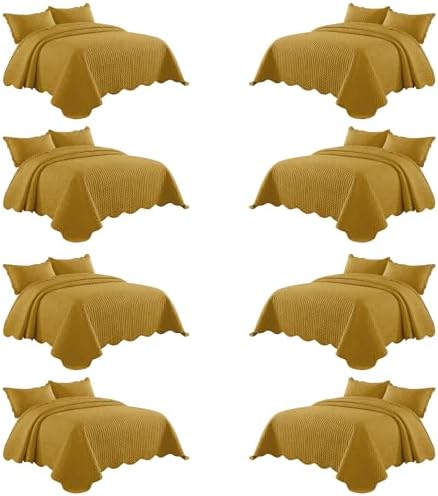 IR Imperial Rooms California King Quilt Bedspread Ochre Leaf 8-Pack by IRImperialRooms