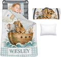 Personalized Toddler Nap Mat for Boys, Custom Name Kids Sleeping Mat for Preschool, Daycare Cot Nap Mat with Corner Straps, Roll-Up Slumber Mat with Soft Blanket & Pillow by YISMEET