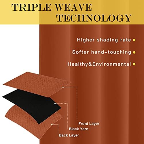 NICETOWN Burnt Orange Blackout Curtains for Bedroom/Living Room 132 Inch Length - Thermal Insulated Room Darkening Grommet Top Window Curtains (100 by 132 - Inch, 1 Panel) - Image 3