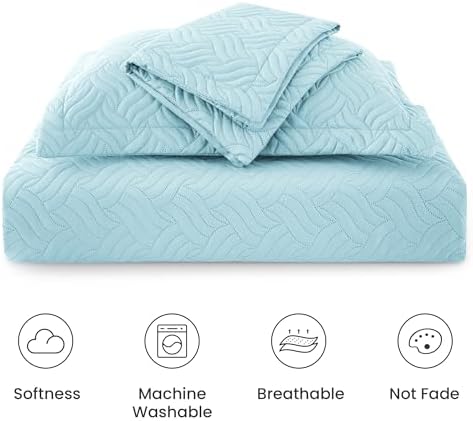 Love's cabin Oversized King Quilt Set, Soft Bedspread Comforter, Light Blue - Image 6