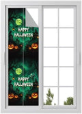 Window Privacy Film Frosted, Halloween Reusable Static Cling Window Tints, Green Spooky Pumpkin Ghost Moonlight Castle Heat Control Windows Films for Offices, Balcony, 29.5 x 118 Inches by Unknown