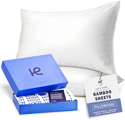 Kickoff Viscose Bamboo Pillowcase, King, Set of 2, 100% Organic Hidden Zippered Viscose Bamboo Pillow Case King Size, Cooling Pillow Cover for Hot Sleepers (20"x40", Snow White) by KickoffHome