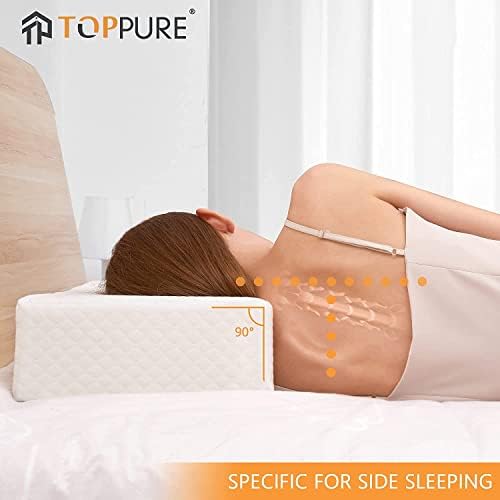 Cube Memory Foam Pillow for Side Sleepers (24"x12"x6" Extra Thick Pillow), Cervical Pillow for Neck and Shoulder Pain Relief, Neck Pillow, Bed Pillow with Washable Pillowcase, White - Image 3