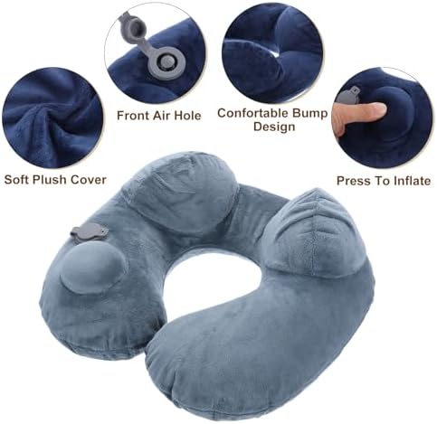 PATIKIL Self-Inflatable Pillow, 2 Pack Soft Flush Travel Neck Pillow Sleeping Anti Wrinkle Pillow Head Neck Support with Compact Bag for Plane Train for Travel Airplane, Green - Image 3