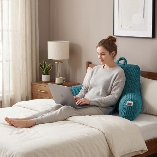 Large Reading Pillow for Sitting Up with Arms,Olive Corduroy - Image 2
