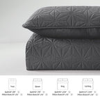 Whale Flotilla King Size Quilt Bedding Set, Soft Grey King Quilts Bedspreads for All Seasons, Lightweight Geometric Star Pattern Coverlets - 3 Pieces(1 Quilt, 2 Pillow Shams) - Image 6