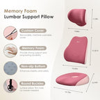 FLORICH Car Seat Cushion & Lumbar Support Pillow & Car Neck Pillow, Ergonomic Memory Foam Driving Seat Cushion for Back & Sciatica Pain Relief, Non-Slip Washable Cushion for Car, Driver, Office-Pink - Image 3