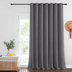 NICETOWN Blackout Sliding Door Curtain, Grommet Top Thermal Insulated Extra Wide and Long Window Treatment for Patio/French Door, W100 x L120, Sold by Individually, Grey by NICETOWN