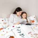 Erosebridal Watercolor Flower Comforter Set Full, Retro Orange Beige Floral Bedding Set for Kids Teens Adult Women, Modern Minimalist White Quilt Branches Pastoral Duvet Insert with 2 Pillow Cases - Image 4