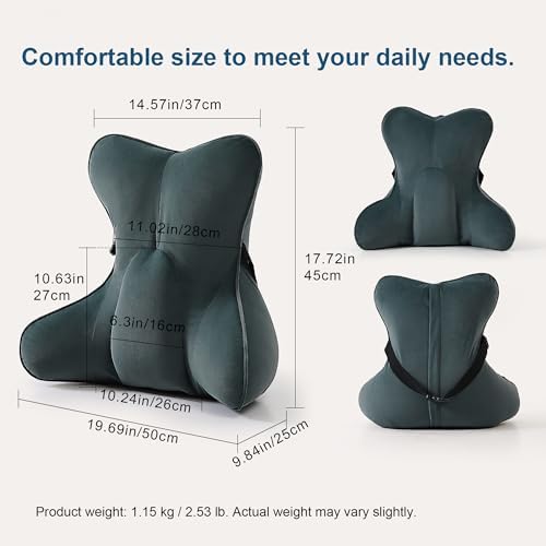Lumbar Support Pillow(Pat. Pend) for Lower Back Pain Relief – Multi-Functional Ergonomic Lumbar Cushion, Reading Pillow for Office Chair, Car Seat & Sofa,Charcoal Gray - Image 2