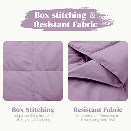 puredown® Soft Feather Down Blanket Lightweight Packable Down & Feather Fill Blanket for Indoor and Outdoor Use, King Size Blankets, 88"X108", Lavender - Image 6
