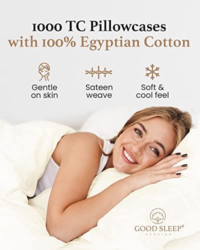 1000 TC Ivory King Pillowcases Set of 4 100% Egyptian Cotton Pillow Cases - Image 4