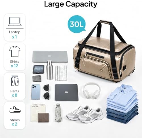 TOPEAST 30L Travel Duffel Backpack, 3-in-1 Convertible Duffle Bag - Image 6