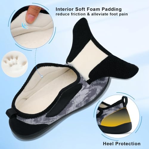 Scurtain Mens House Slippers Comfortable Wide Diabetic Orthopedic Shoes - Image 3