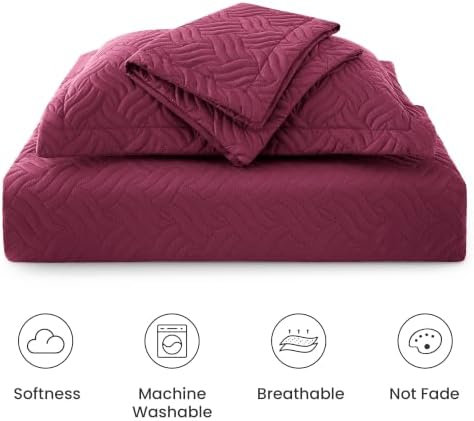 Love's cabin Full Quilt Set, Lightweight Bedspread Comforter, Burgundy - Image 6