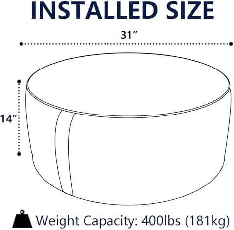 Indoor/Outdoor Inflatable Ottoman, All Weather Ottoman Pouf D31 x H14 inch, Round Foot Rest Ottomans, Portable Footstool for Patio, Garden, Porch, Home,Flower Navy - Image 2