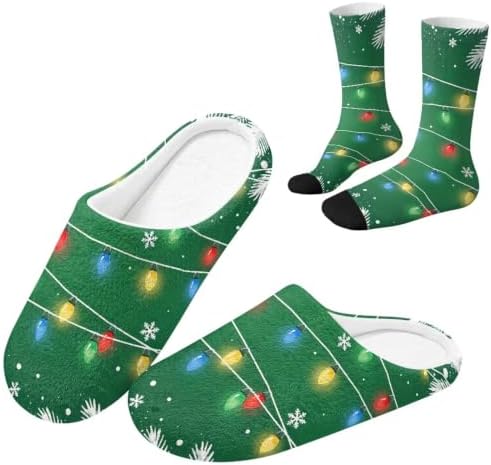 Christmas Slippers for Women Washable House Shoes with Cute Socks by Unknown