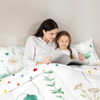 Erosebridal Watercolor Floral Bedding Set Twin Size, Mint Green Beige Flower Comforter Set for Teens Adult Women, White Modern Minimalist Quilt Plant Branches Pastoral Duvet Insert, 1 Pillow Case - Image 4
