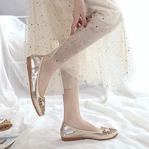 KUNWFNIX Women Ballet Flats Rhinestone Wedding Ballerina Shoes Foldable Sparkly Comfort Slip on Flat Shoes - Image 4