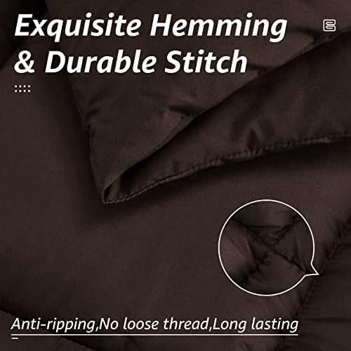 HYLEORY All Season King Size Bed Comforter - Cooling Down Alternative Quilted Duvet Insert with Corner Tabs - Winter Warm - Machine Washable - Brown - Image 4